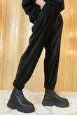 Stretch Velour Tapered Pant Black -